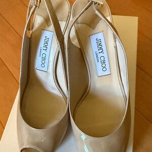 Jimmy Choo Beige Peep Toe Heels
